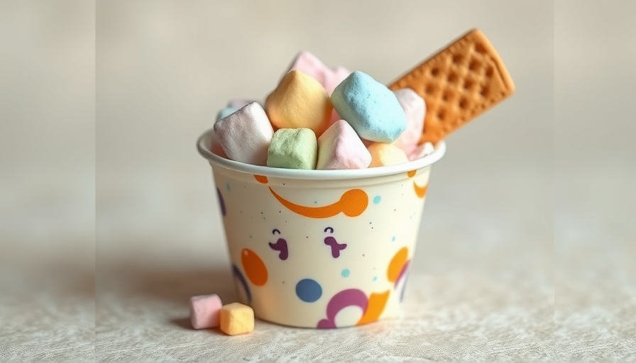 Oh My Yo ice cream cup with marshmallows and biscuit.