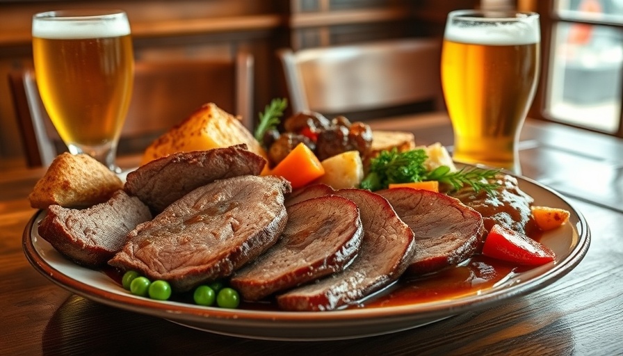 Best hearty roasts in Sydney with ale on a rustic table