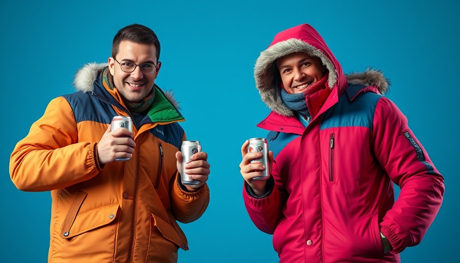 Peking Duk Thredbo event with two individuals in vibrant jackets.