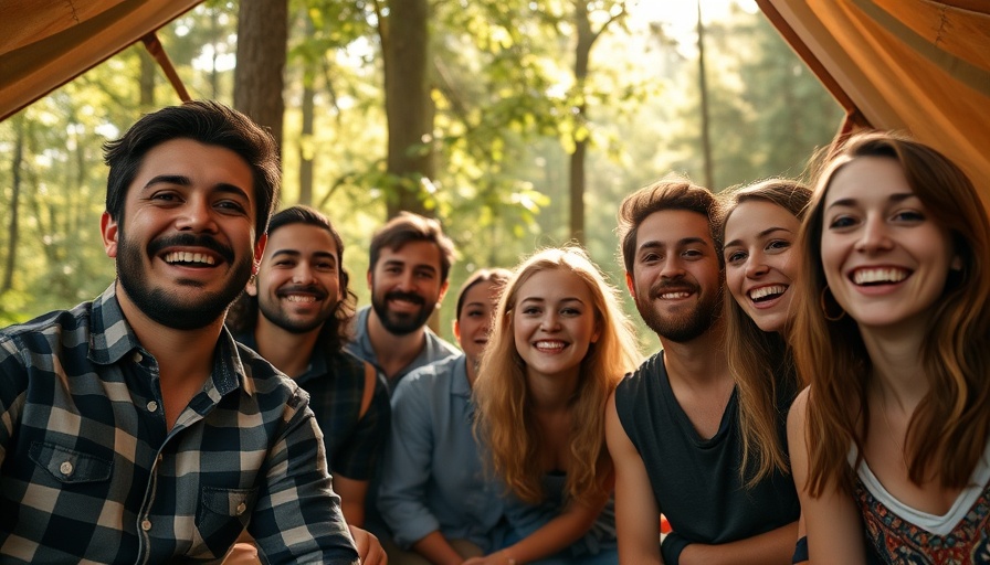 Group enjoying glamping outdoors in Australia with games and greenery.