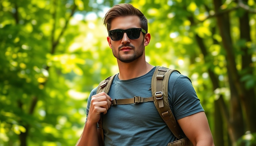 Man showcasing Helikon-Tex RAT Pack in forest setting.