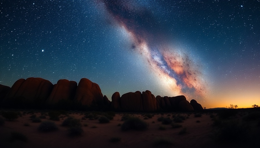 Stunning Milky Way over Australian desert landscape, perfect for glamping.