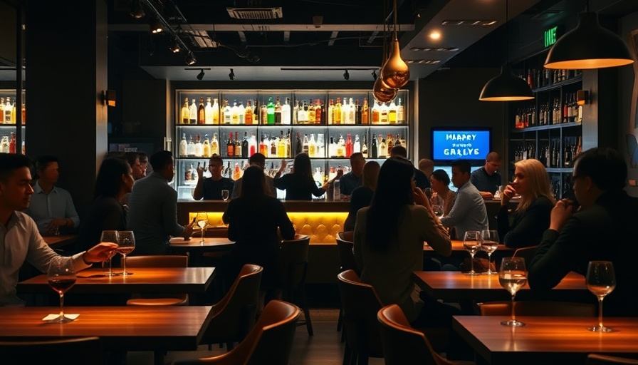 Elegant bar in Sydney with people enjoying $10 happy hour drinks.