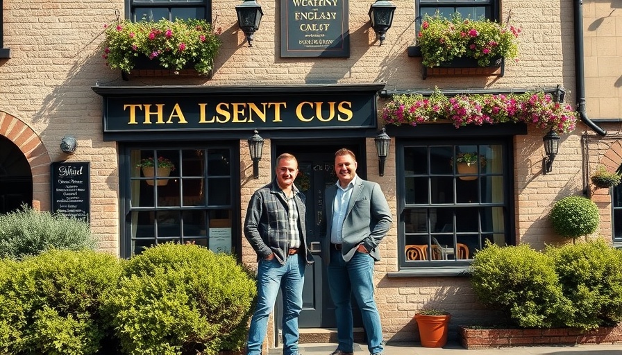 Traditional English pub in Bondi with two men outside.
