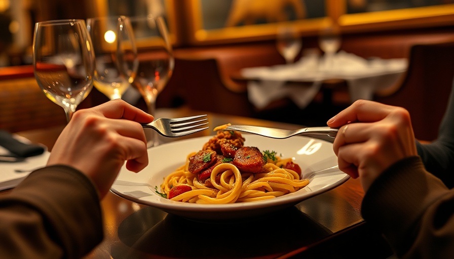 $30 Pasta Wine Nights dining scene with pasta dish and wine.