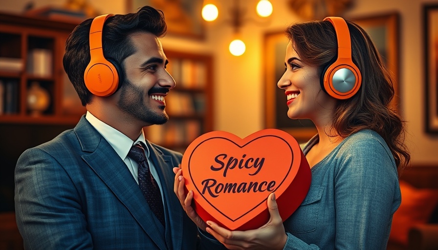 Audible x Wingboy Spicy Romance Menu scene with vintage attire and headphones.