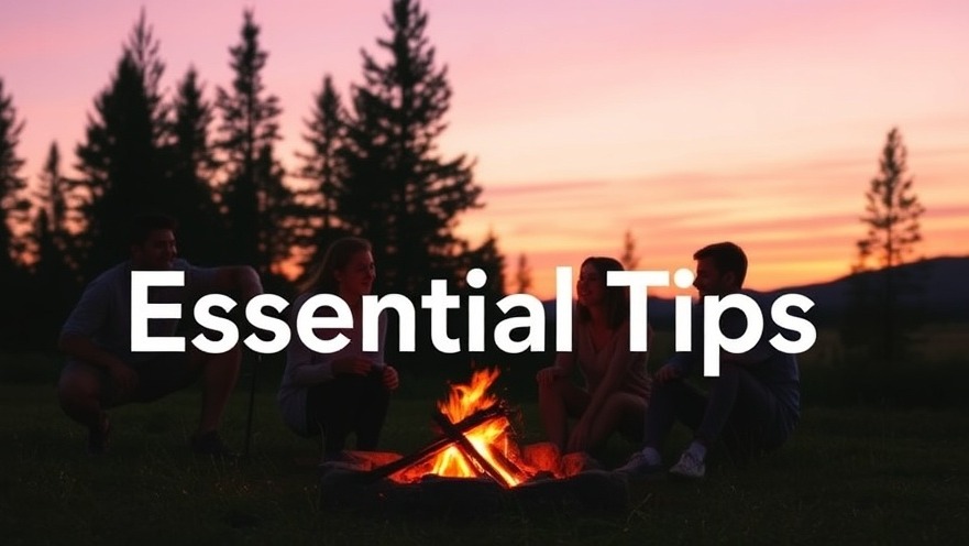 Group of friends at a vibrant campsite at sunset, sharing stories around a campfire. Glamping Australia.