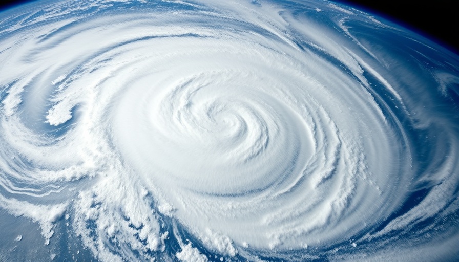 Satellite image of Hurricane Priscilla's impact on Utah flooding, swirling storm.