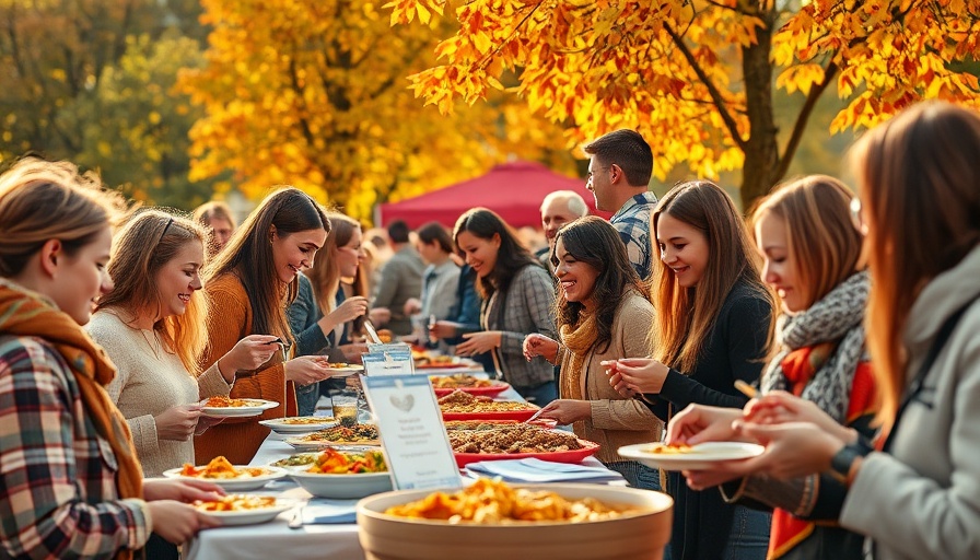 Scenic view of Utah fall food events with people enjoying autumn dishes.