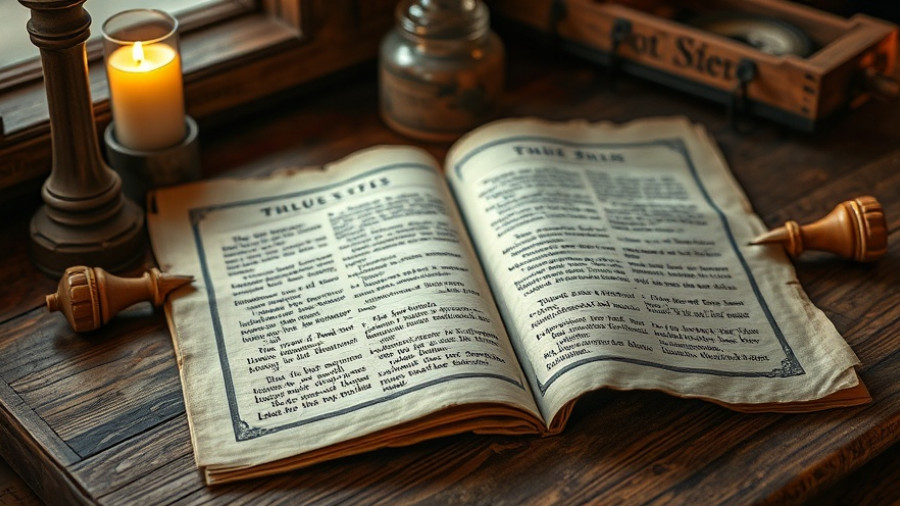 Ancient scrolls depicting biblical values and morality on wooden table.