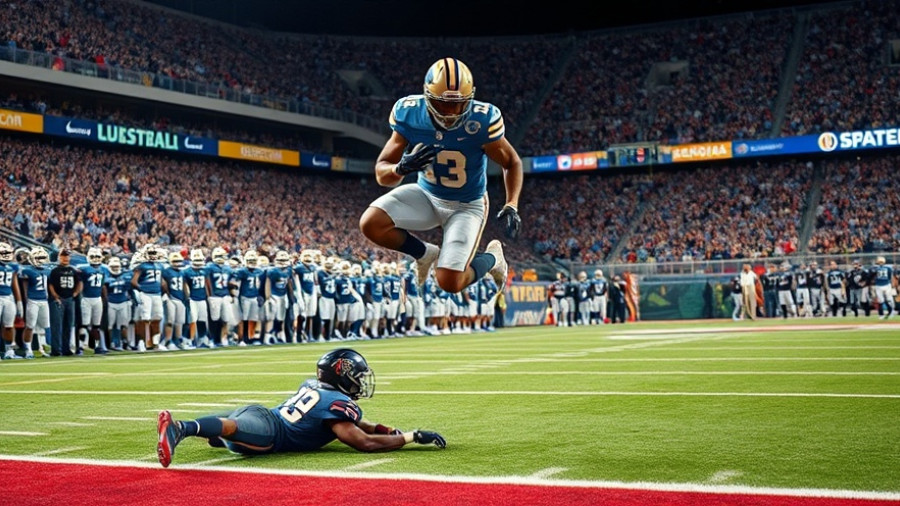 Bear Bachmeier BYU football win Utah dynamic leap over player.