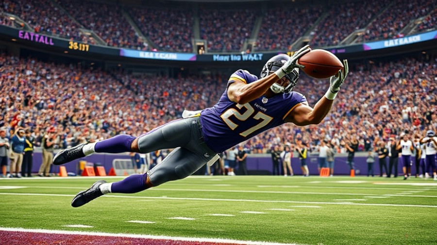 Vikings player makes spectacular catch against Eagles in NFL game.
