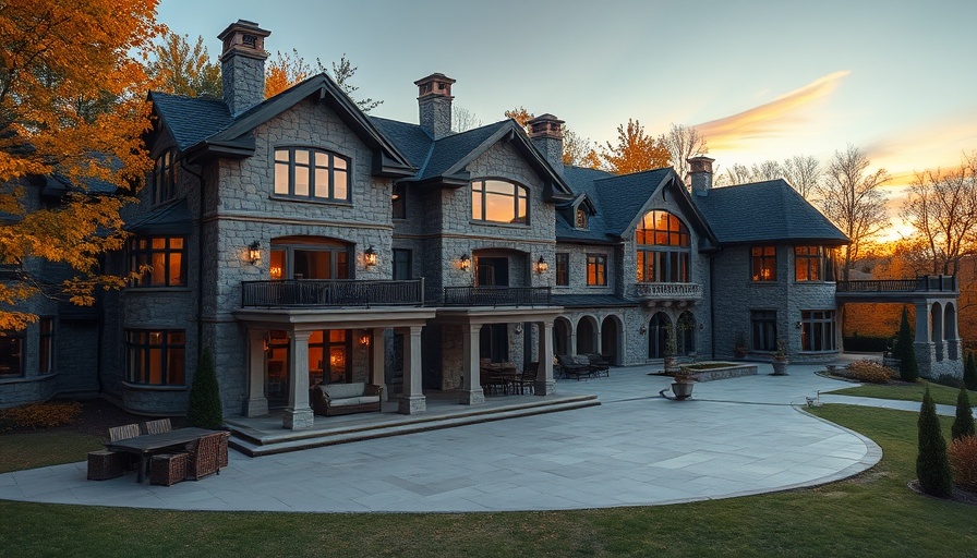 Onyx Design Collective luxury mansion in serene setting with sunset sky.