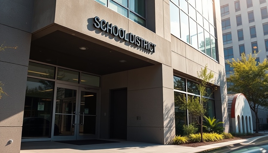 Tooele County School District office entrance in afternoon light.