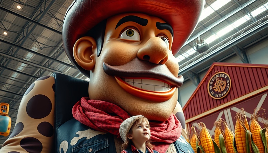 Giant cowboy float at Days of '47 Parade with amazed spectators.