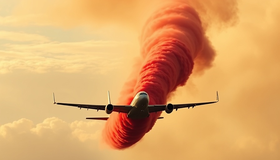 Firefighting aircraft battling Monroe Canyon Fire with red retardant
