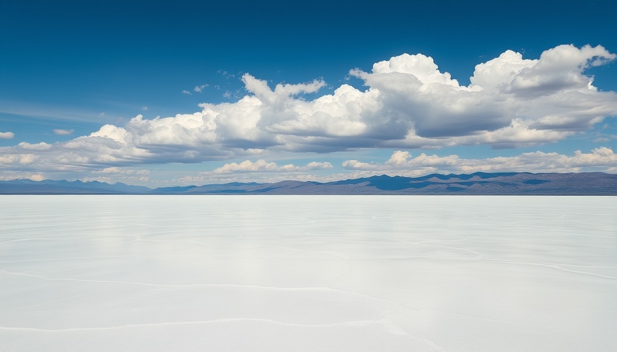 Vast Bonneville Salt Flats under a blue sky with mountains.