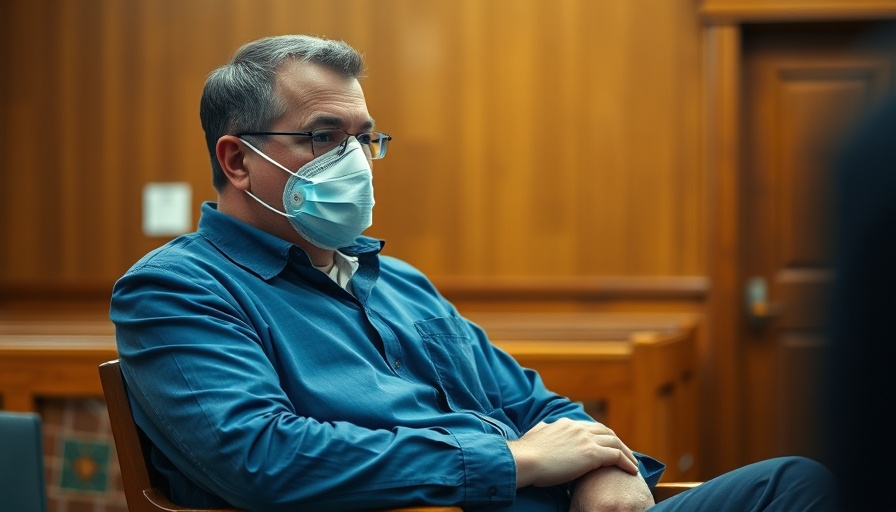 Man in court wearing oxygen mask during hearing, extradited case.