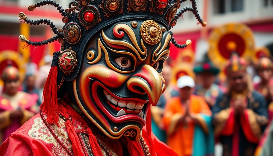 Festival performer in ornate mask at Bountiful Summerfest