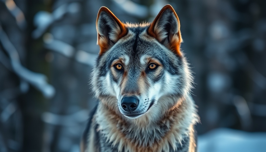 Close-up of grey wolf in snowy forest setting, highlighting federal protections for wolves.
