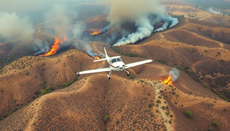 Willard Peak Fire plane over landscape with smoke and vegetation.