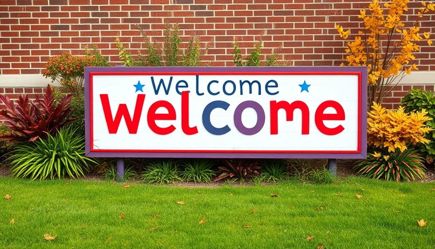 Welcome sign outside school reflecting Alpine School District changes 2027.