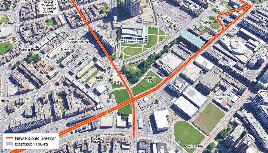 Map of Utah streetcar extension routes with proposed and existing lines.
