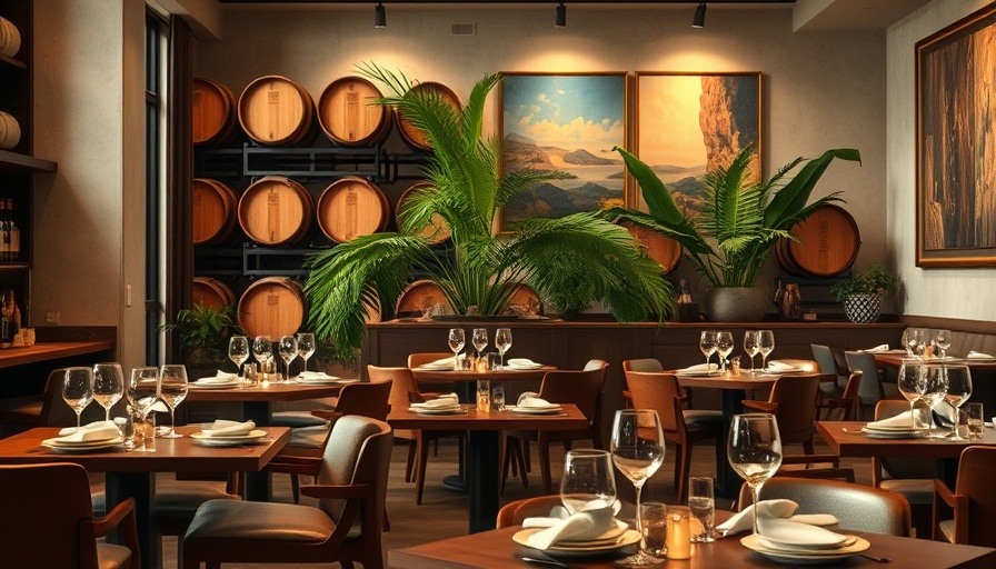 Utah fine dining setting with wooden barrels and elegant decor.
