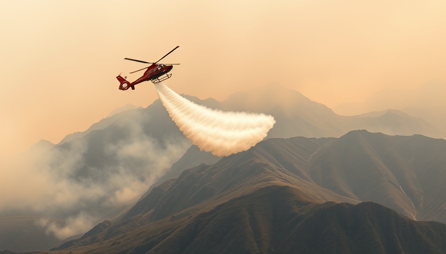Aerial firefighting helicopter battling a wildfire in Utah, 2023.