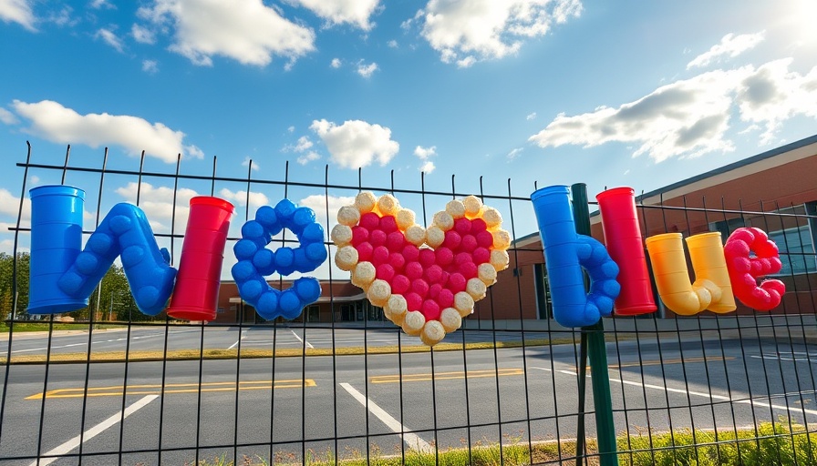 Fence decoration shows support in school setting.