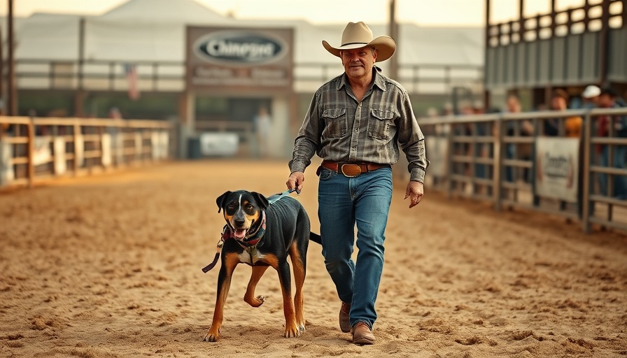 Box Elder County Fair tribute showcases a cowboy with a dog in the arena.