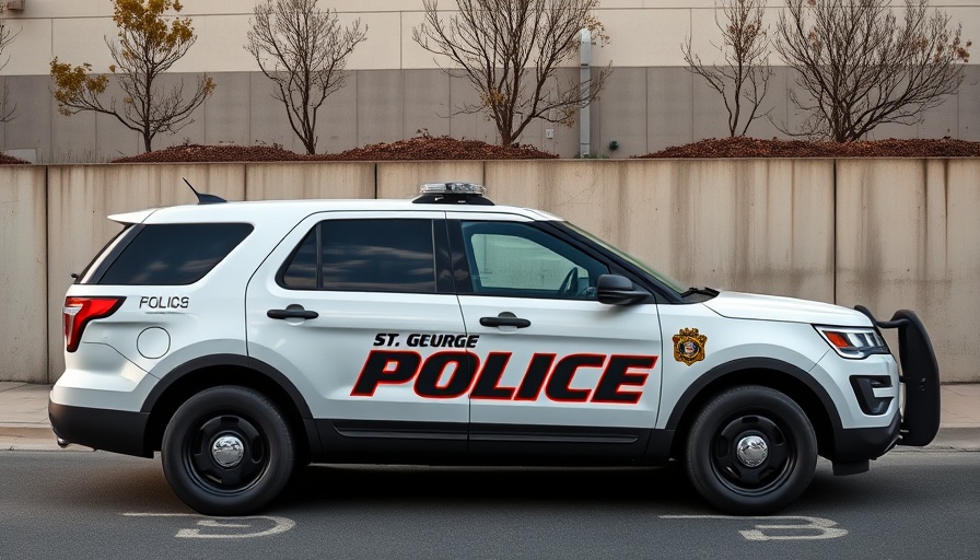 St. George Police SUV parked in urban area with trees