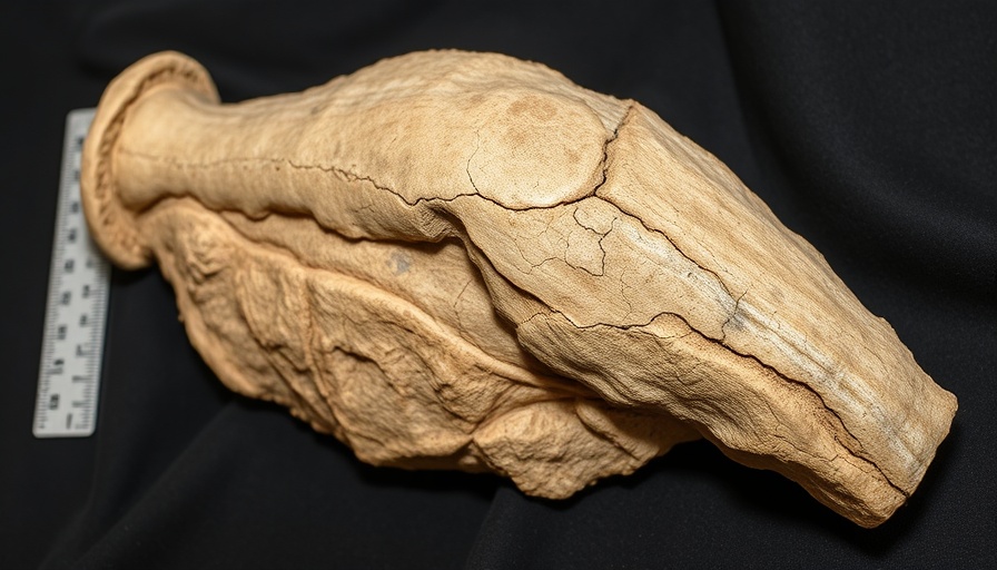 Prehistoric camel fossil discovery in Utah: fossil bone on black cloth surface.