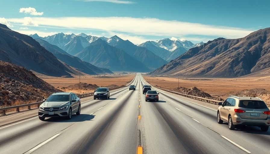 Utah highway scene with wrong-way driver and mountains.