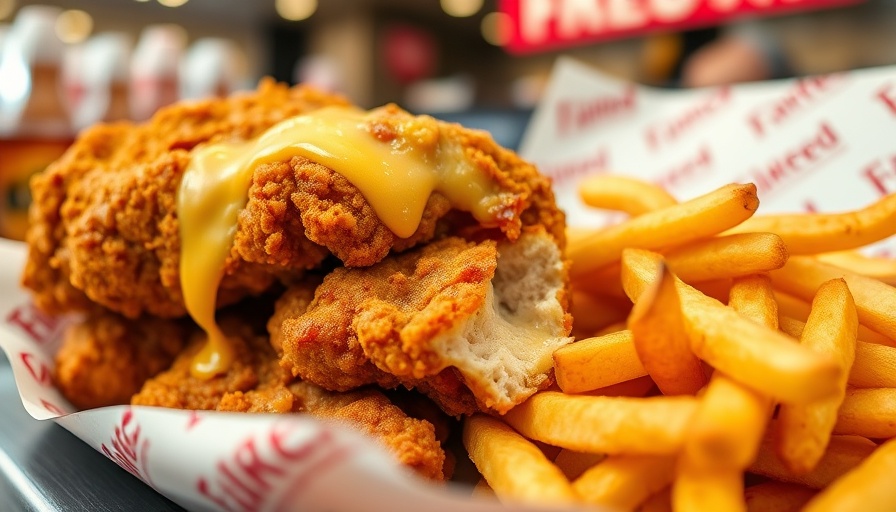 Crispy fried chicken and fries with melted cheese, Fried Chicken Franchises in Utah.