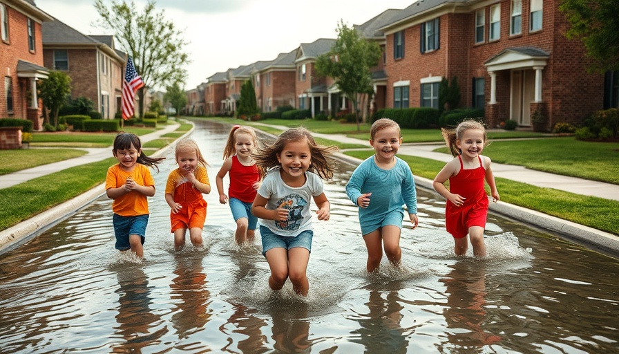 Children playing in floodwater during Utah summer rain forecast