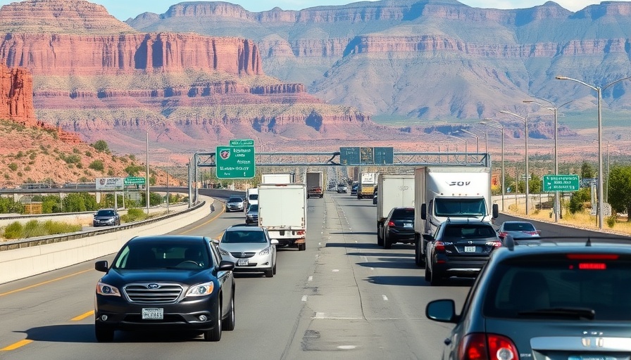 Utah highway traffic scene during Labor Day travels.