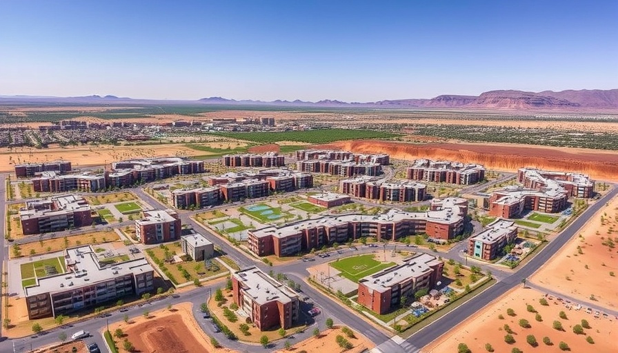 Aerial view of modern St. George apartment complex approved.