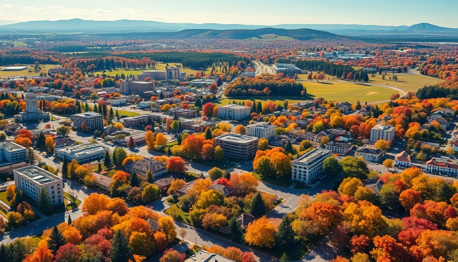 Aerial view of San Ramon wellness escape with autumn colors.