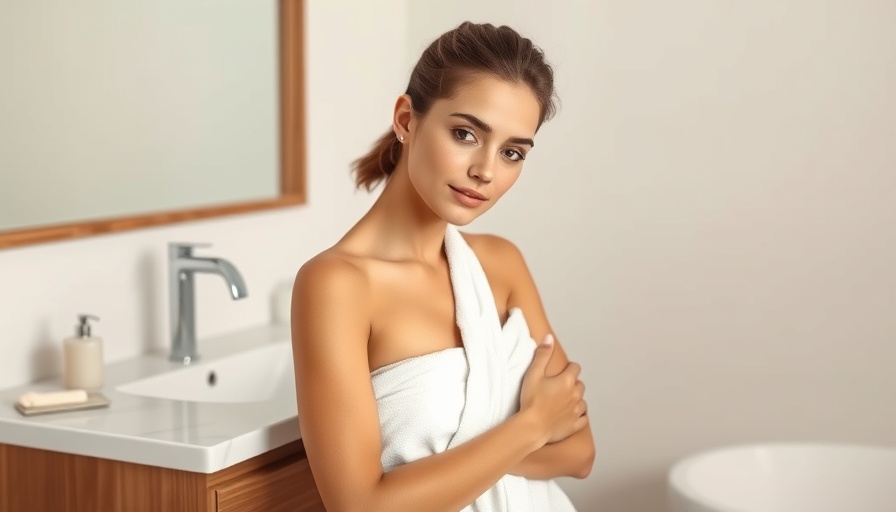 Shop Big Deals on Home Items: Elegant bathroom setting with woman in towel.