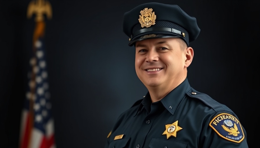 Oakland Police Chief in uniform, formal portrait with flag.