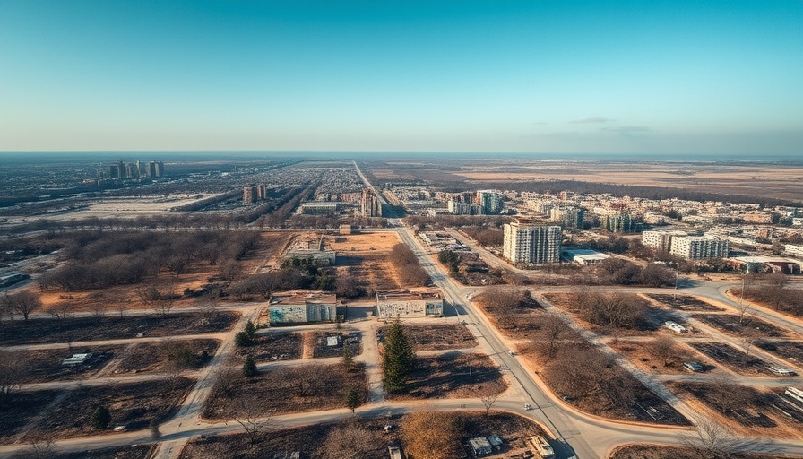 Aerial view of urban development changes post-Palisades Fire.