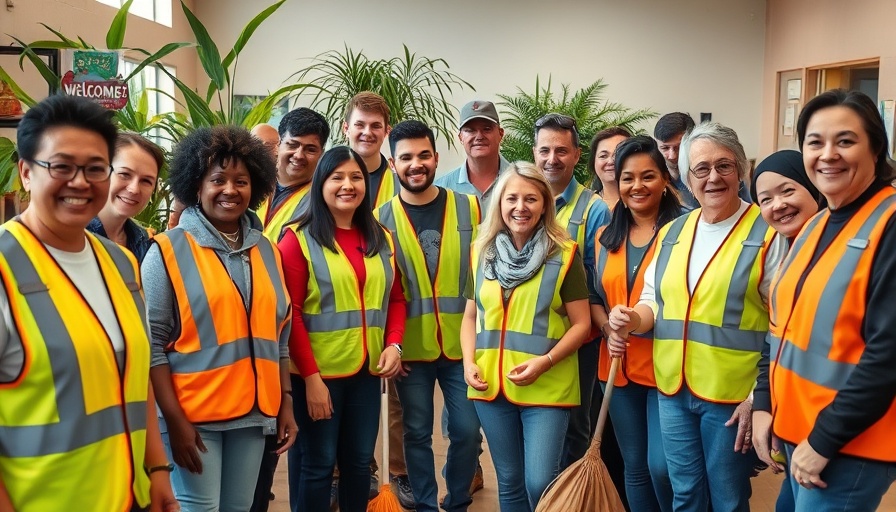 Manny's Neighborhood Trash Cleanup volunteers gathering indoors.