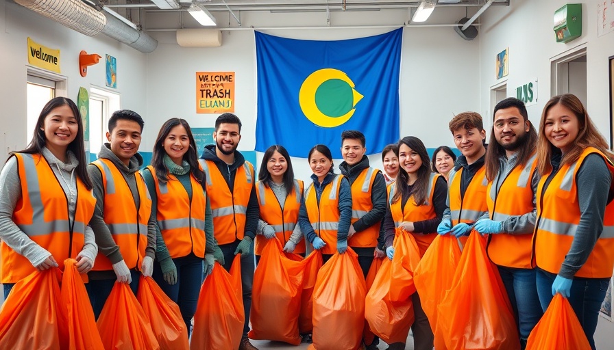 Neighborhood Trash Cleanup San Francisco event with smiling volunteers indoors.
