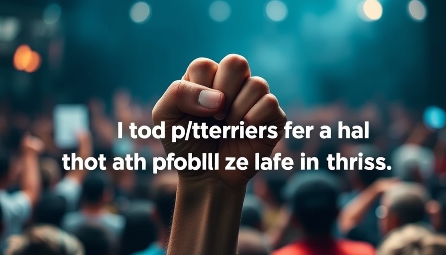 Latine Regional Leadership quote with uplifted fist in background.