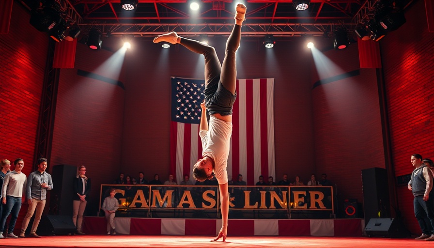BIPOC circus acrobats performing a daring handstand on stage.