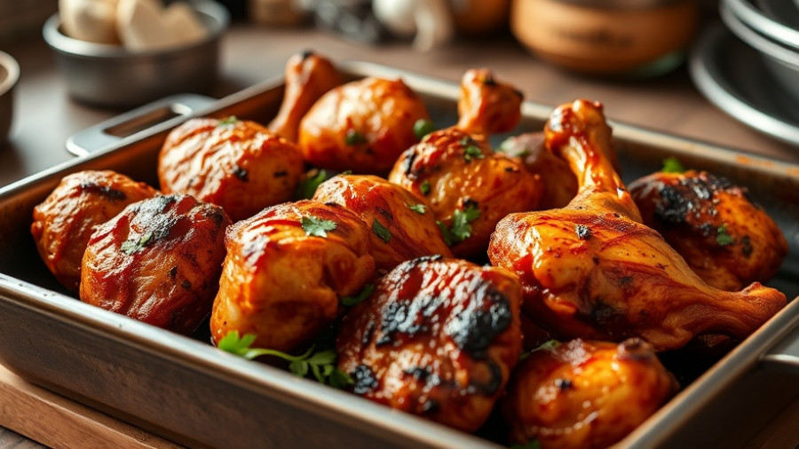 Tailgate Tandoori Chicken Recipe, baked chicken in a tray.