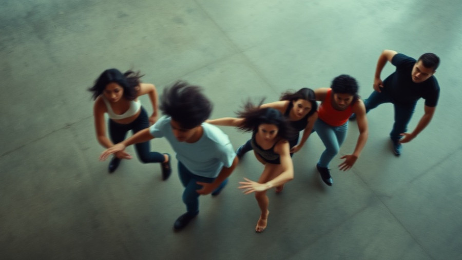 Dancers at San Francisco Dance Film Festival, dynamic overhead motion.