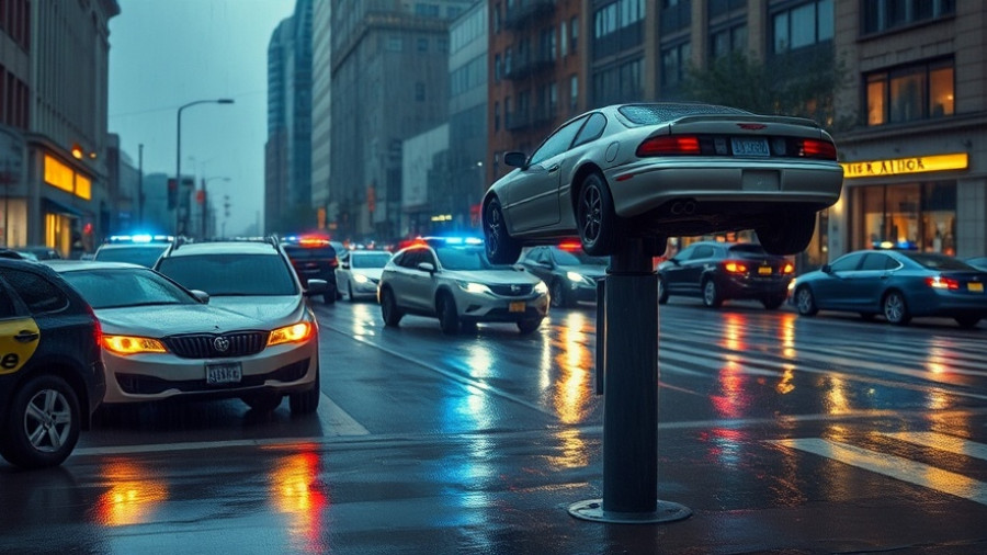 Traffic accident under rain emphasizes urban danger in San Francisco.
