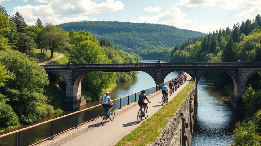 Cyclists on historic bridge on Great American Rail-Trail
